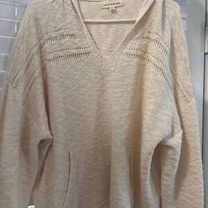 Lucky Brand Women's V-Neck Hooded Sweater in Cream